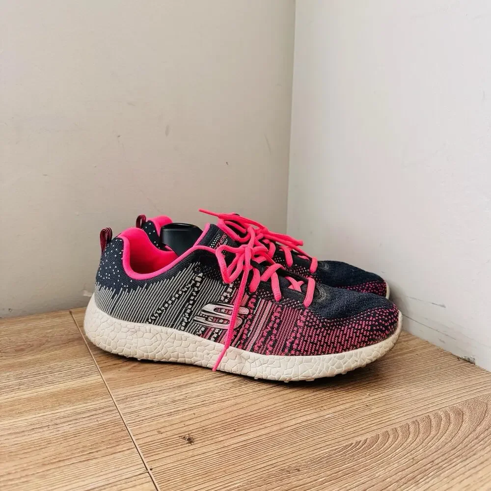 Skechers Burst Ellipse Pink And Black Sneakers Womens Size 10